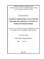 Luận văn students' perception and attitudes towards pre writing activities at ngo quyen high school master’s thesis vietnam national university hanoi