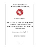thu hút Đầu tư trực tiếp nước ngoài vào ngành công nghiệp hỗ trợ Định hướng phát triển bền vững tại tỉnh ninh bình
