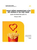 Hoạt Động marketing củamc donal's tại việt namtháng 6, 2023 quản trị marketing quốc tế