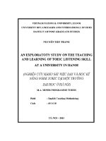 Luận văn an exploratory study on the teaching and learning of toeic listening skill at a university in hanoi