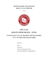 Tiểu luận kinh tế chính trị mác lênin Ứng dụng quy luật giá trị trong thương mại Điện tử và tác Động Đến doanh nghiệp