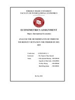 Analyse the determinants of inbound tourism in vietnam in the period of 2015 2019