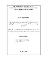 Luận văn high school teachers' perceptions and attitudes towards applying communicative language teaching in teaching grammar