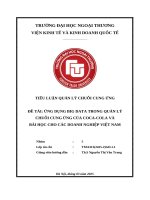 Đề tài Ứng dụng big data trong quản lý chuỗi cung Ứng của coca cola và bài học cho các doanh nghiệp việt nam
