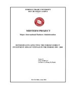 Determinants affecting the foreign direct investment (fdi) of vitenam in the period 1995 2000