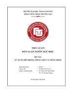 Tiểu luận dẫn luận ngôn ngữ học Đề tài từ xưng hô trong tiếng việt và tiếng pháp