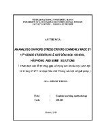 Luận văn an analysis on word stress errors commonly made by 12th grade students in le quy don high school hai phong and some solutions