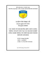 Các nhân tố Ảnh hưởng Đến chất lượng thông tin kế toán tại các doanh nghiệp công nghệ thông tin trên Địa bàn thành phố hồ chí minh