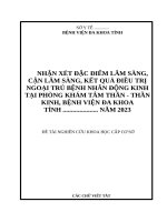 Nhận xét đặc điểm lâm sàng, cận lâm sàng, kết quả điều trị ngoại trú bệnh nhân động kinh tại phòng khám Tâm thần – Thần kinh, Bệnh viện Đa khoa tỉnh
