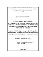 Luận văn an action research project on the effectiveness of using authentic materials on the internet to improve 12th form students' extensive reading at b phu ly high school