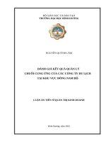 Đánh giá kết quả quản lý chuỗi cung ứng của các công ty du lịch tại khu vực Đông Nam Bộ