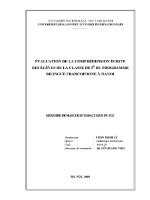 Luận văn Évaluation de la compréhension Écrite des Élèves de la classe de 5e du programme bilingue francophone À hanoi