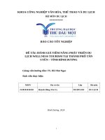 Đề tài Đánh giá tiềm năng phát triển du lịch wellness tourism tại thành phố tân uyên – tỉnh bình dương