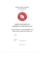 Group assignment on corporate and business law quasi contract and its possibility of application under vietnamese law