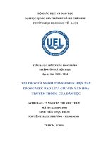 Vai trò của nhóm thanh niên hiện nay trong việc bảo lưu, giữ gìn văn hóa truyền thống của dân tộc