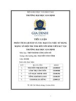 Phân tích lợi Ích và tác hại của việc sử dụng mạng xã hội tik tok Đối với sinh viên k17 tại trường Đại học gia Định