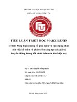 Tiểu luận triết học marx lênin phép biện chứng và giá trị truyền thống