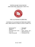 Tiểu luận vận dụng lý luận giá trị thặng dư trong quá trình phát triển kinh tế  xã hội của Đảng ta hiện nay