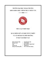 Tiểu luận triết học quan Điểm giữa xã hội với tự nhiên và vấn Đề bảo vệ môi trường Ở việt nam hiện nay