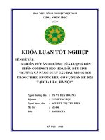 Khóa luận tốt nghiệp nghiên cứu Ảnh hưởng của lượng bón phân compost bèo hoa dâu Đến sinh trưởng và năng suất cây rau mồng tơi trồng theo hướng hữu cơ vụ xuân hè 2022 tại gia lâm, hà nội
