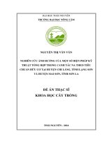 Nghiên cứu Ảnh hưởng của một số biện pháp kỹ thuật tổng hợp trong canh tác na theo tiêu chuẩn hữu cơ tại huyện chi lăng, tỉnh lạng sơn và huyện mai sơn, tỉnh sơn la