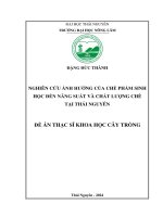 Nghiên cứu Ảnh hưởng của chế phẩm sinh học Đến năng suất và chất lượng chè tại thái nguyên