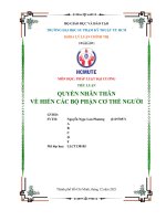 QUYỀN NHÂN THÂN VỀ HIẾN CÁC BỘ PHẬN CƠ THỂ NGƯỜI