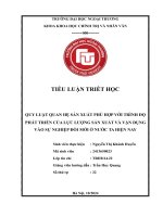 Tiểu luận triết quy luật quan hệ sản xuất phù hợp với trình Độ phát triển của lực lượng sản xuất và vận dụng vào sự nghiệp Đổi mới Ở nước ta hiện nay