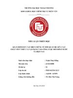 Tiểu luận triết học quan Điểm duy vật biện chứng về mối quan hệ giữa vậtchất với Ý thức và vận dụng vào công cuộc Đổi mới Ở nước ta hiện nay