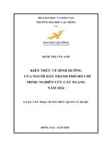 Kiến thức về dinh dưỡng của người dân thành phố hồ chí minh nghiên cứu cắt ngang năm 2024 luận văn thạc sĩ tổ chức quản lý dược