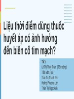 Slide báo cáo: Ảnh hưởng của thời điểm dùng thuốc hạ huyết áp đến biến cố tim mạch