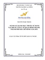 Đánh giá danh mục thuốc sử dụng tại trung tâm y tế quận bình thạnh, thành phố hồ chí minh năm 2023 luận văn thạc sĩ tổ chức quản lý dược