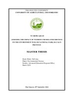 Assessing the impact of tourism and related services on the environment in ba be national park, bac kan province