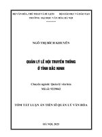 Tom Tat  Quản Lý Lễ Hội Truyền Thống Ở Tỉnh Bắc Ninh