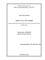 Một số phương pháp giải các bài toán tính tuổi Ở tiểu học