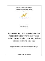 Đánh giá kiến thức, thái Độ và hành vi tiêu dùng thực phẩm bảo vệ sức khỏe của người dân tại quận 7, thành phố hồ chí minh năm 2024 luận văn thạc sĩ tổ chức quản lý dược