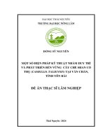 Một số biện pháp kỹ thuật nhằm duy trì và phát triển bền vững cây chè shan cổ thụ (camellia taliensis) tại văn chấn, tỉnh yên bái