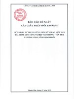 Báo cáo Đề xuất cấp giấy phép môi trường cho dự Án thung lũng gốm sứ asean việt nam của công ty công ty tnhh gốm sứ etrillion