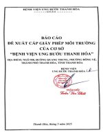 Báo cáo Đề xuất cấp giấy phép môi trường Đối với 01 dự Án bệnh viện ung bướu thanh hoá