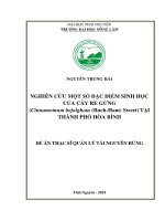 Nghiên cứu một số Đặc Điểm sinh học của cây re gừng (cinnamomum bejolghota (buch ham) sweet) tại thành phố hòa bình