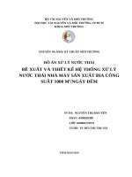 ĐỒ ÁN XỬ LÝ NƯỚC THẢI ĐỀ XUẤT VÀ THIẾT KẾ HỆ THỐNG XỬ LÝ NƯỚC THẢI NHÀ MÁY SẢN XUẤT BIA CÔNG SUẤT 1000 M3/NGÀY ĐÊM