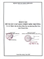 Báo cáo Đề xuất cấp giấy phép môi trường cho dự Án bệnh viện Đa khoa bỉm sơn, phường bỉm sơn, tỉnh thanh hoá