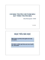 Chỉ Định truyền chế phẩm máu - quy trình truyền máu