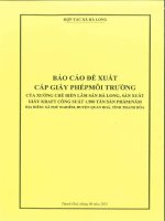 Báo cáo Đề xuất cấp giấy phép môi trường Đối với 01 dự Án xưởng chế biến lâm sản hà long, sản xuất giấy kraft công suất 1 500 tấn sản phẩm năm tại xã phú nghiêm, huyện quan hóa