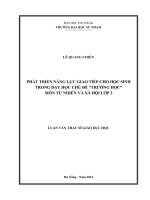 Phát triển năng lực giao tiếp cho học sinh trong dạy học chủ Đề trường học môn tự nhiên và xã hội lớp 3