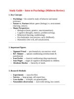 Study guide – intro to psychology (midterm review)