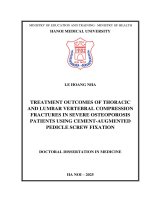Tóm Tắt Tiếng Anh KẾT QUẢ ĐIỀU TRỊ LÚN XẸP ĐỐT SỐNG NGỰC, THẮT LƯNG Ở BỆNH NHÂN LOÃNG XƯƠNG NẶNG BẰNG BẮT VÍT QUA CUỐNG CÓ BƠM XI MĂNG