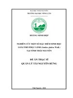 Nghiên cứu một số Đặc Điểm sinh học loài thổ phục linh (smilax glabra wall ) tại tỉnh thái nguyên