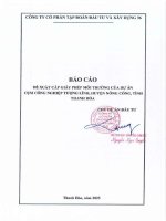 Báo cáo Đề xuất cấp giấy phép môi trường Đối với 01 dự Án cụm công nghiệp tượng lĩnh, huyện nông cống, tỉnh thanh hóa