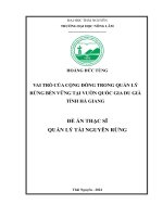 Vai trò của cộng Đồng trong quản lý rừng bền vững tại vườn quốc gia du già tỉnh hà giang